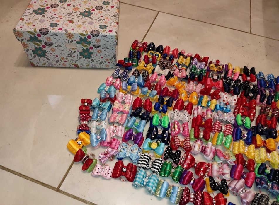 Zestaw 156 ręcznie robionych gumek dla psa (York) Angel Bows handmade