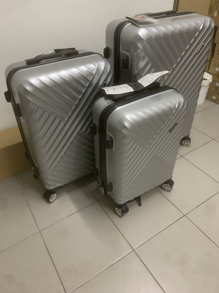 Conjunto 3 malas de viagem prateado