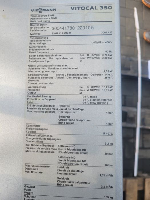 Pompa ciepła 16 - 19 KW woda glikol VIESSMANN vitocal 350