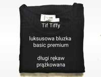 Lux prążkowana basic bluzka Tif Tiffy czarna basicowa długi rękaw 40 L