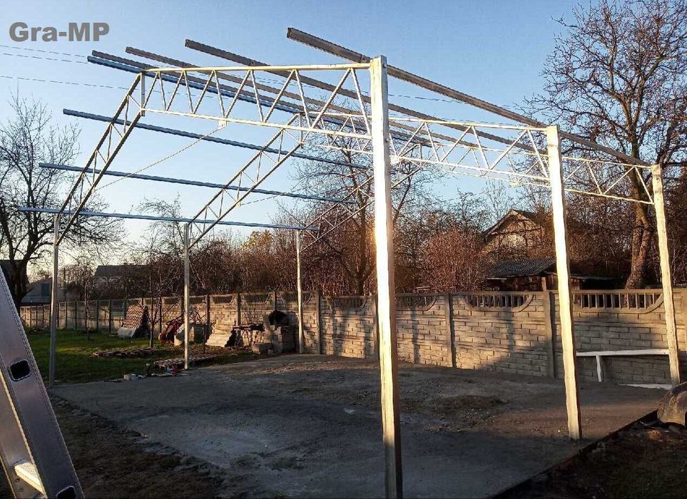 Nowa KONSTRUKCJA WIATA OCYNKOWANA 8x14 Garaż Magazyn Hala Rolna