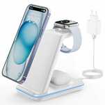 GEEKERA Ładowarka Bezprzewodowa 3w1 iPhone Apple Watch AirPods Biała