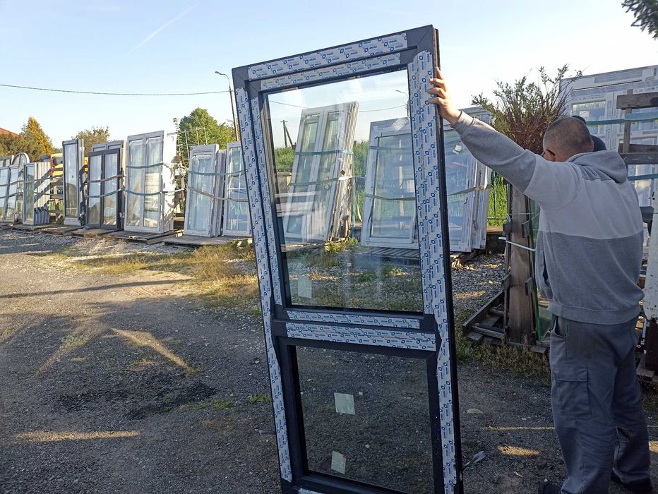 Okno pcv 90/210 ANTRACYT góra otwierana