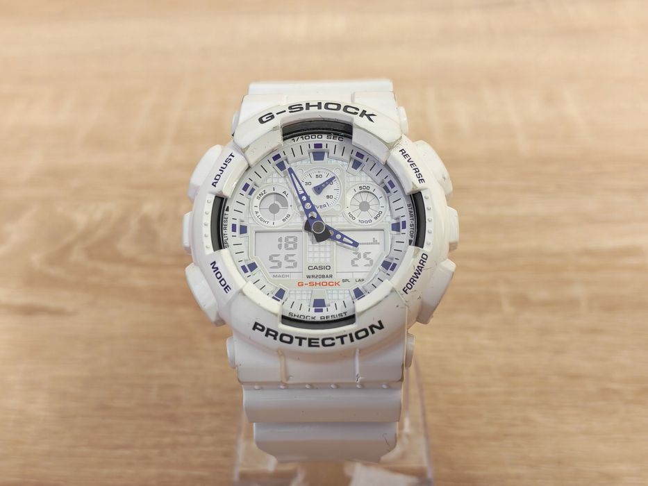 Zegarek g-shock ga100a biały sportowy męski analogowo cyfrowy