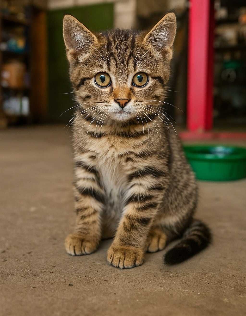 На СТО подкинули маленького двухмесячного котёночка.