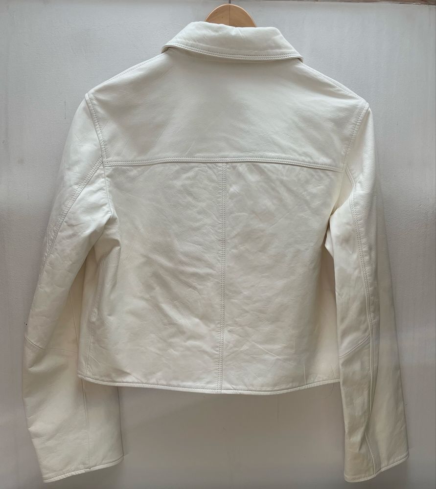 Biała kurtka ze skóry Nappa Massimo Dutti r.XS