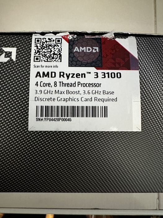 Процесор + кулер AMD Ryzen 3 3100 4 cores 8 threads 3.9Ghz max