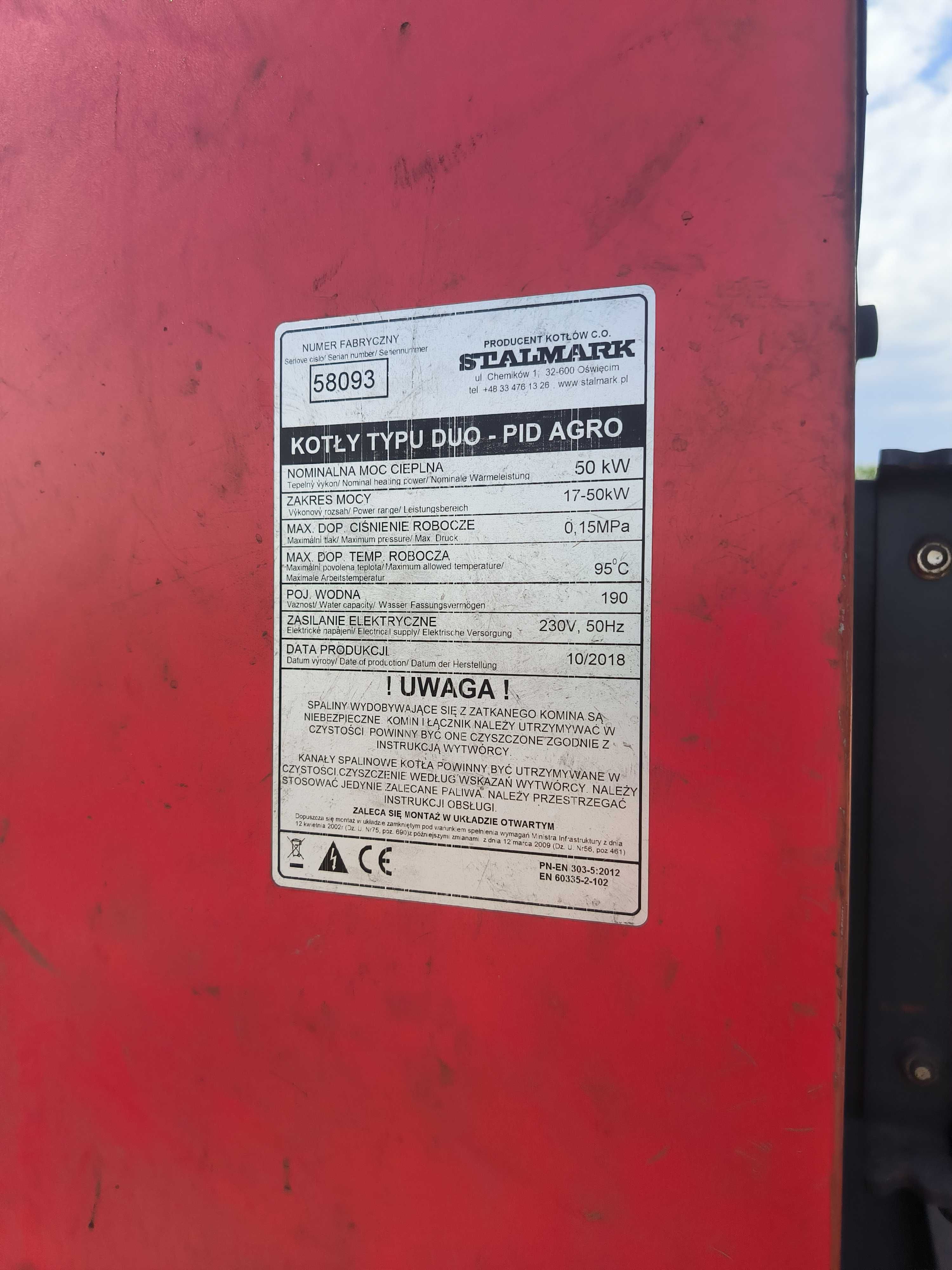 Piec używany Stalmark 75kW 2018r. eko groszek z podajnikiem