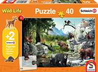 Puzzle 40 Schleich Zwierzęta lasu + 2 figurki G3