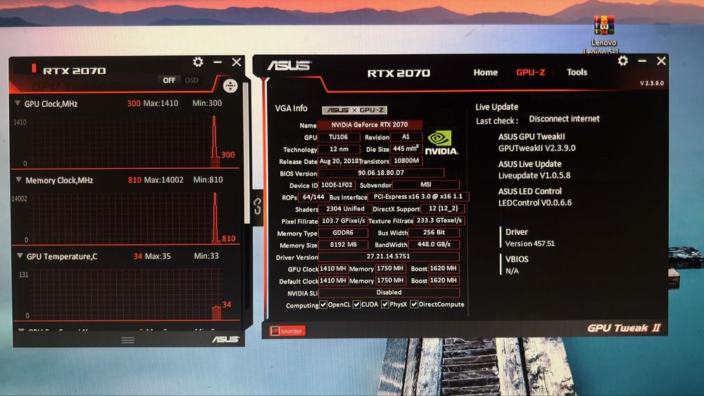 Відеокарта MSI PCI-Ex GeForce RTX 2070 Armor OC 8GB GDDR6 (256bit)