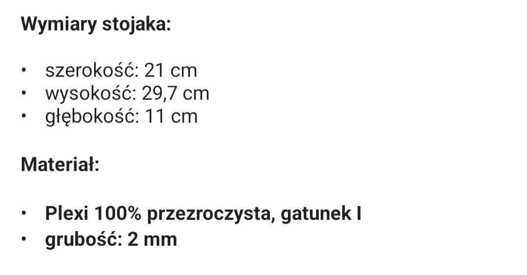 Stojak A4 plexi na sale weselną