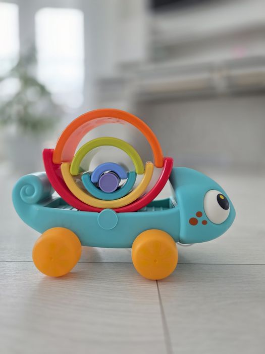 Розвиваюча іграшка Каталка Райдужний хамелеон Балансир Пірамідка Hola