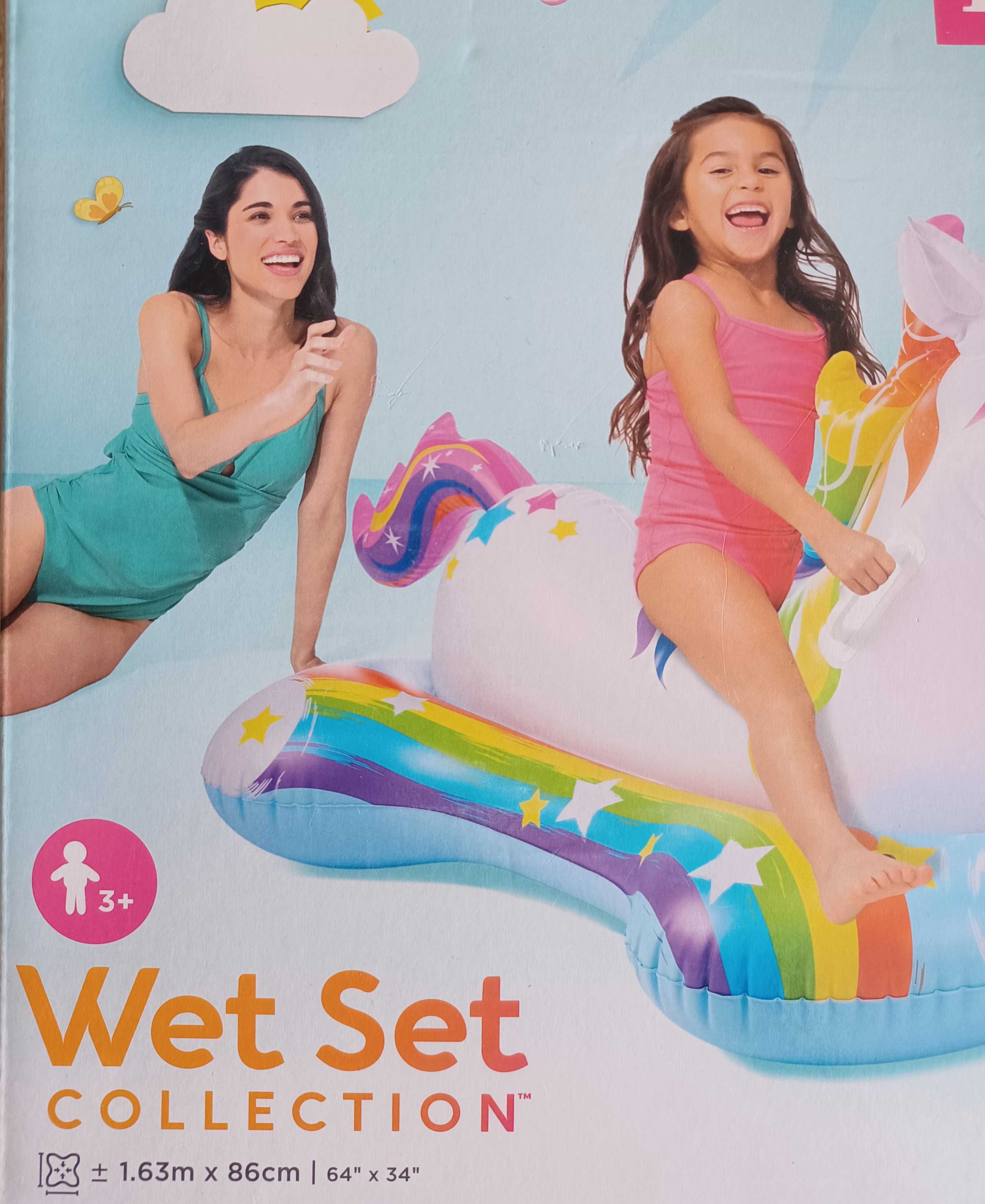 INTEX Dmuchany materac Jednorożec 163cm x 86cm Wet Set Collection