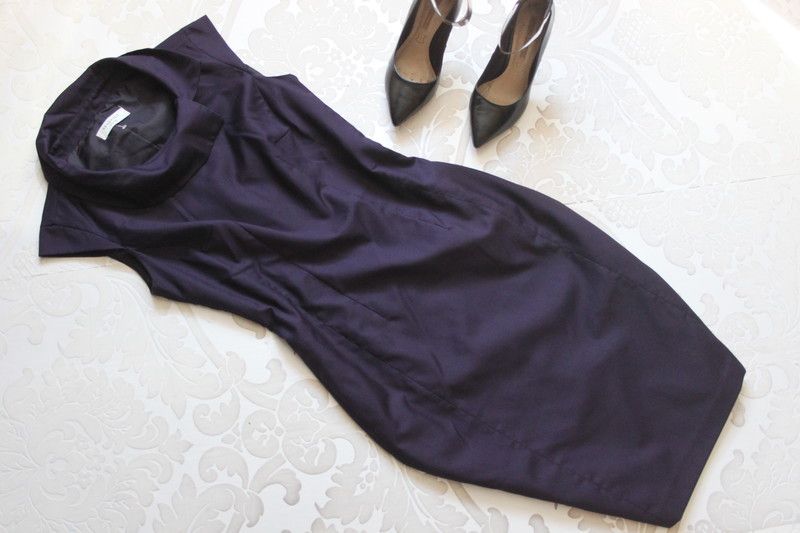 Elegancka olowkowa sliwkowa sukienka Reserved r. 36 S z paskiem