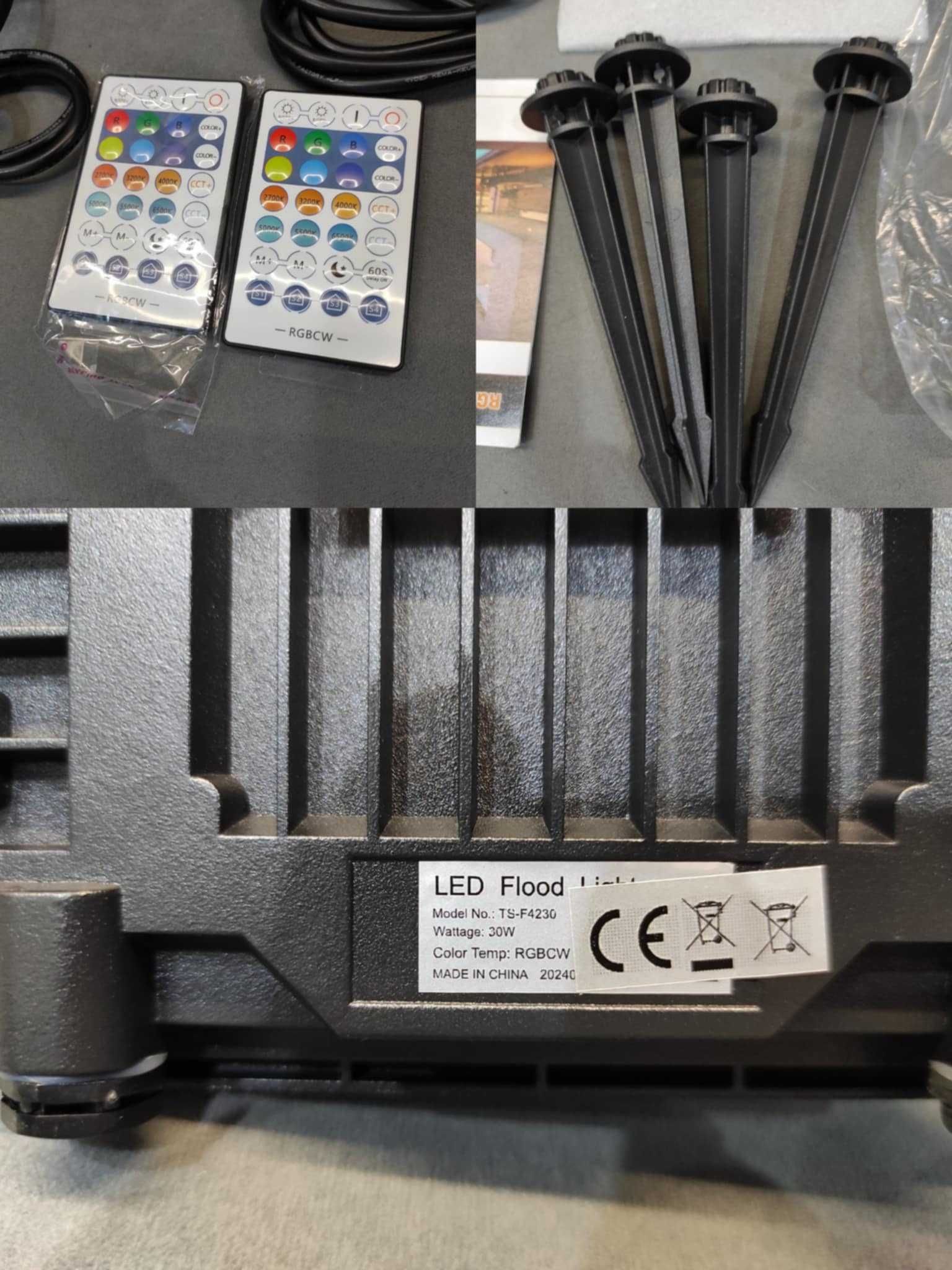 Zestaw reflektorów zewnętrznych LED RGB, Aplikacja, Pilot. 4 sztuki !!