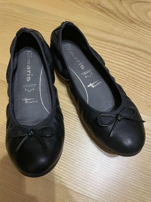 czarne skórzane baleriny Tamaris roz 35 nowe