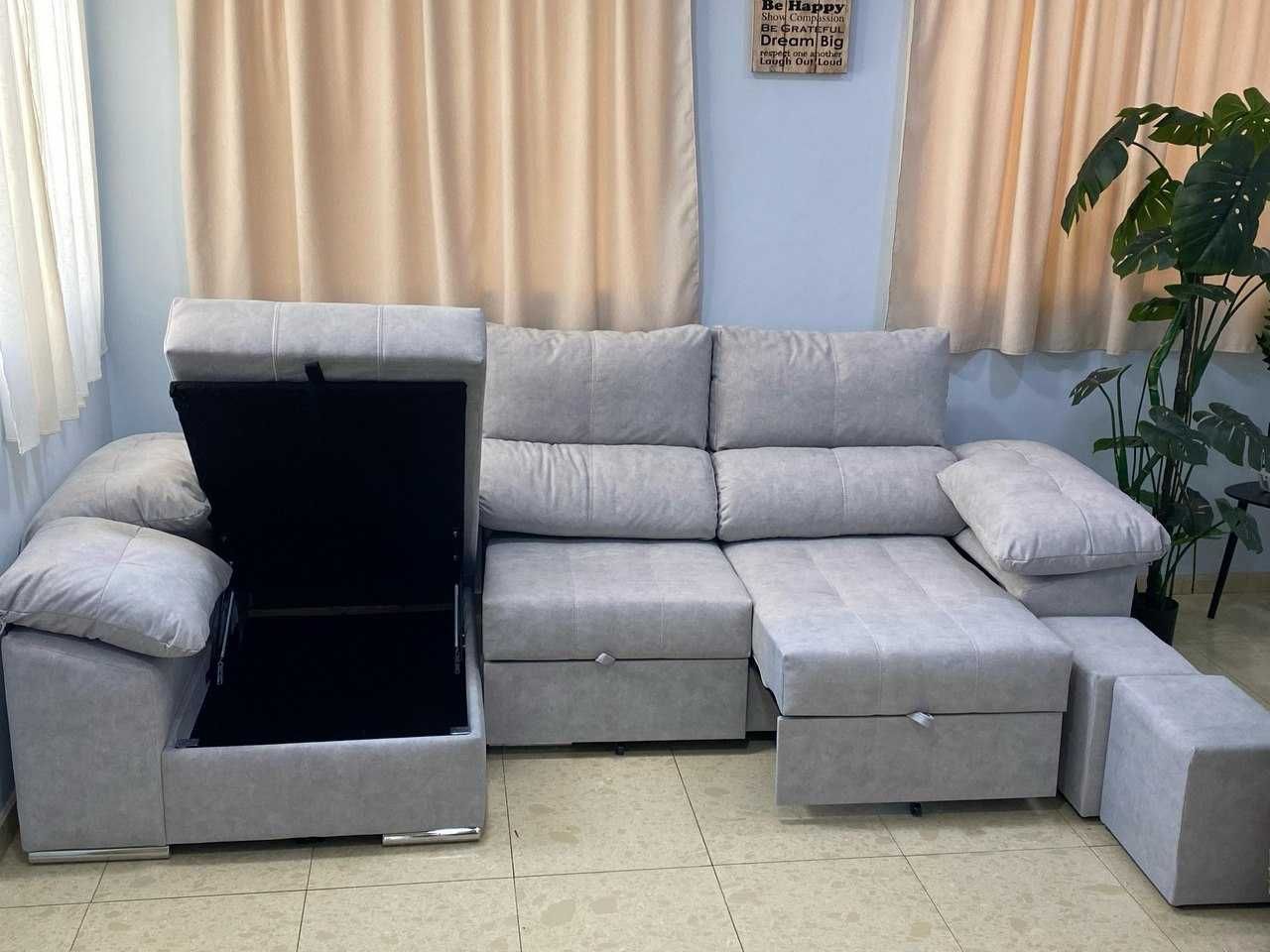 Sofá com chaise longue e arrumação envió gratis