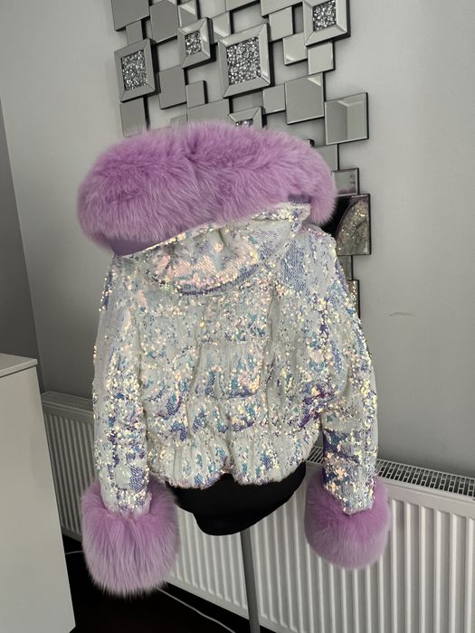 Cekinowa kurtka flo clo liliowy lis