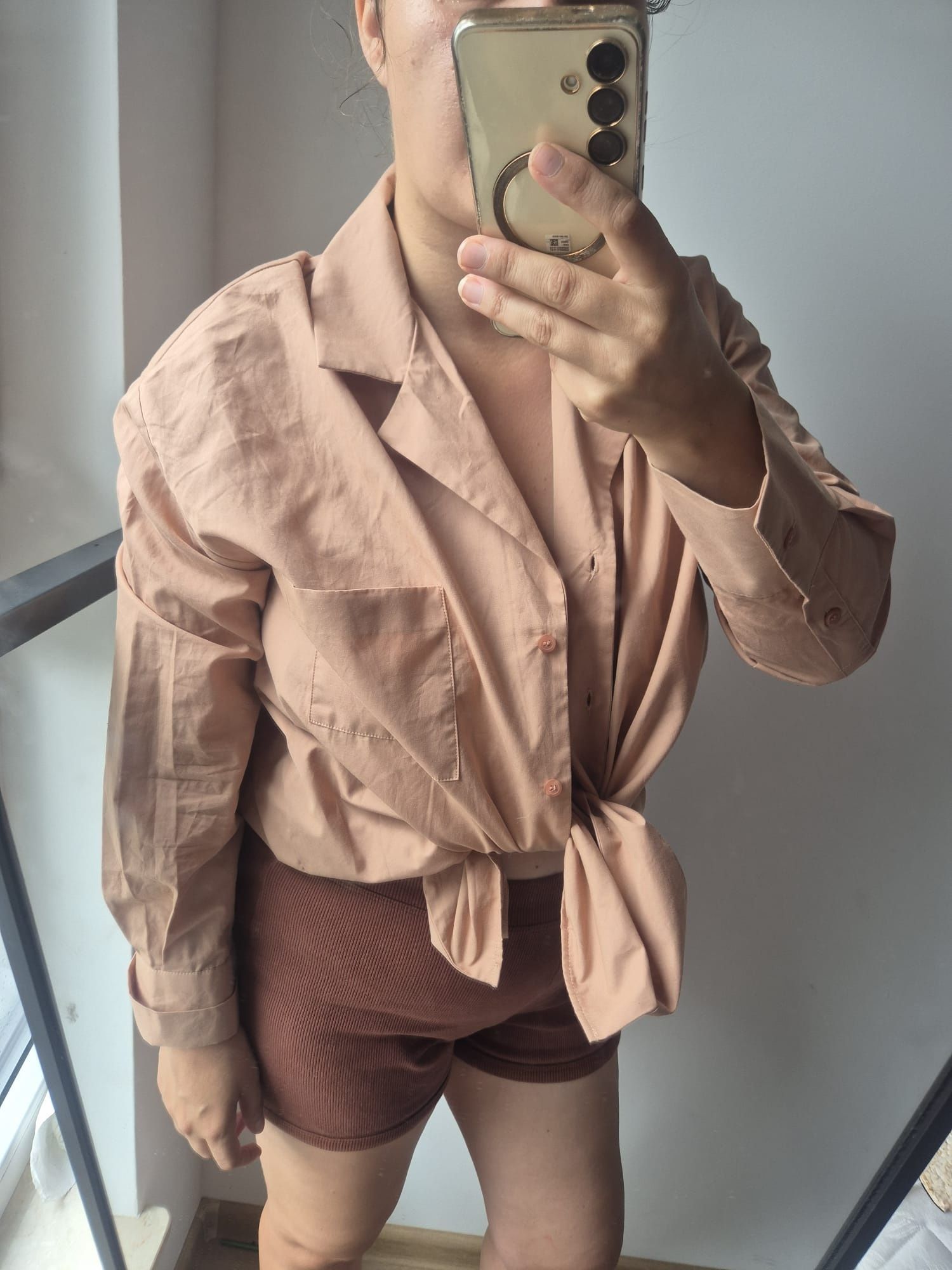 Koszula różowa popelinowa oversize elegancka nowa cotton Zara 38/M