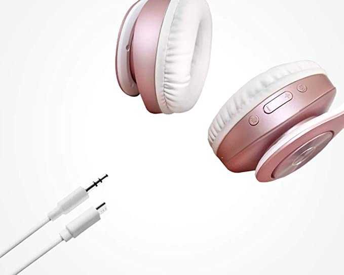 Słuchawki bezprzewodowe Bluetooth Over Ear Hi-Fi Stereo różowe