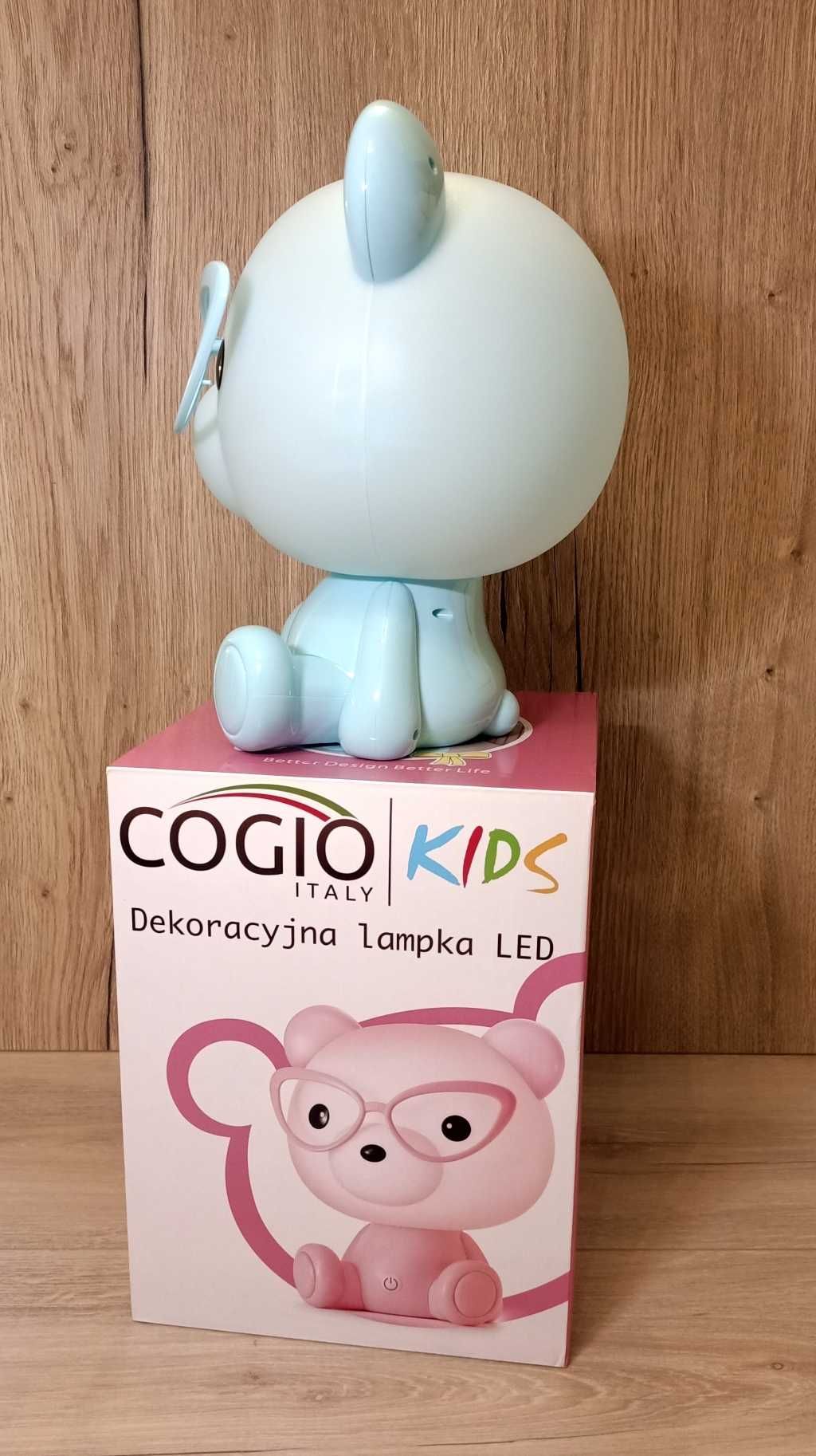 Lampka nocna dla dzieci miś okularnik LED 3 tryby
