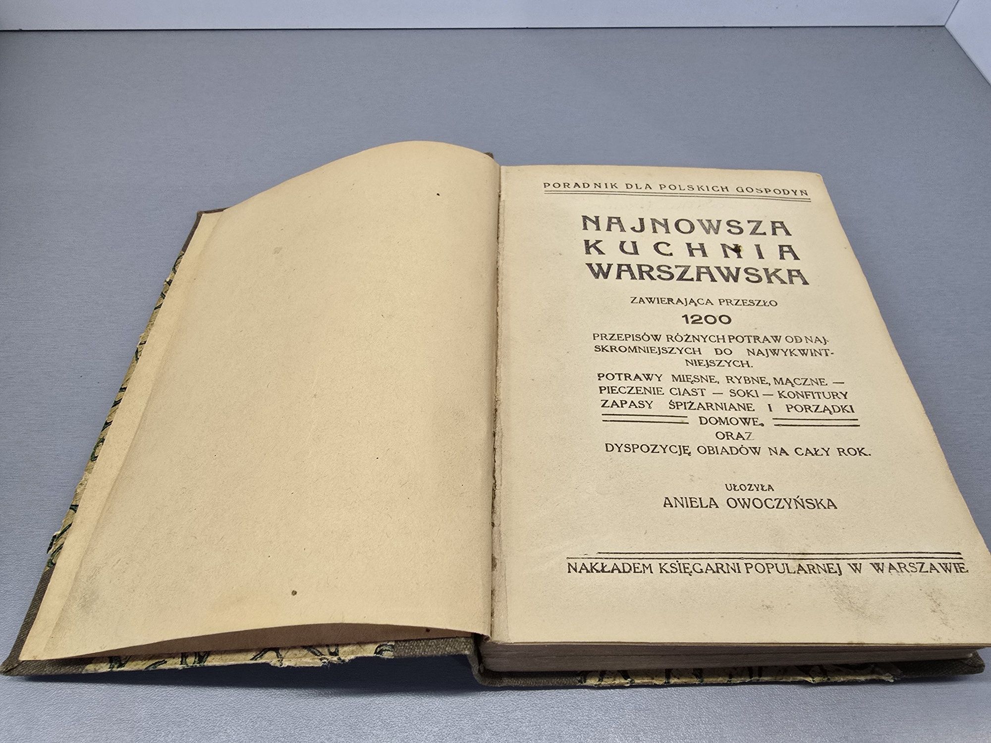 OWOCZYŃSKA- Najnowsza Kuchnia Warszawska 1200 przepisów, 1918?
