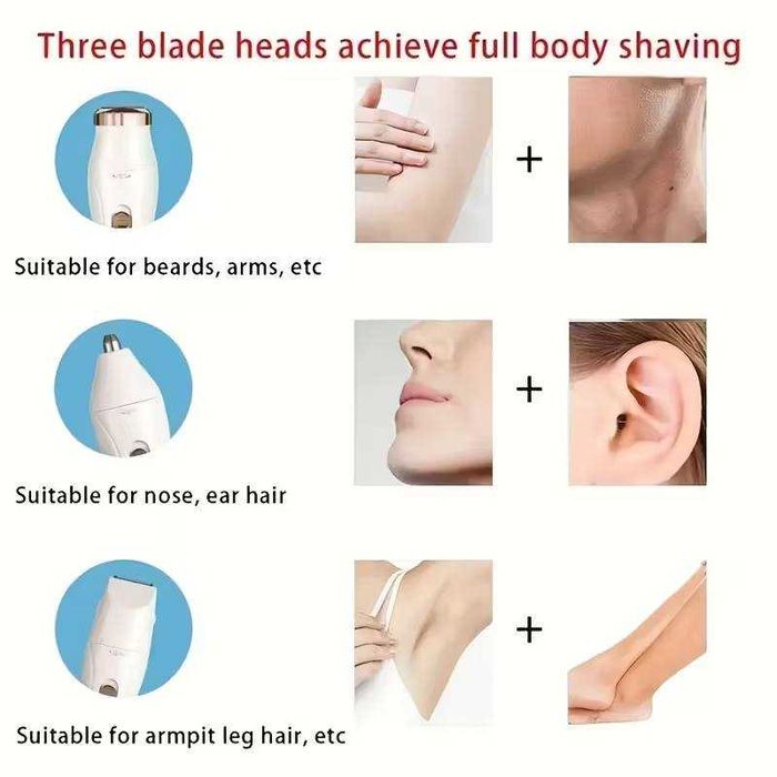 Depilador elétrico 3 em 1. Carregamento USB. Novo,