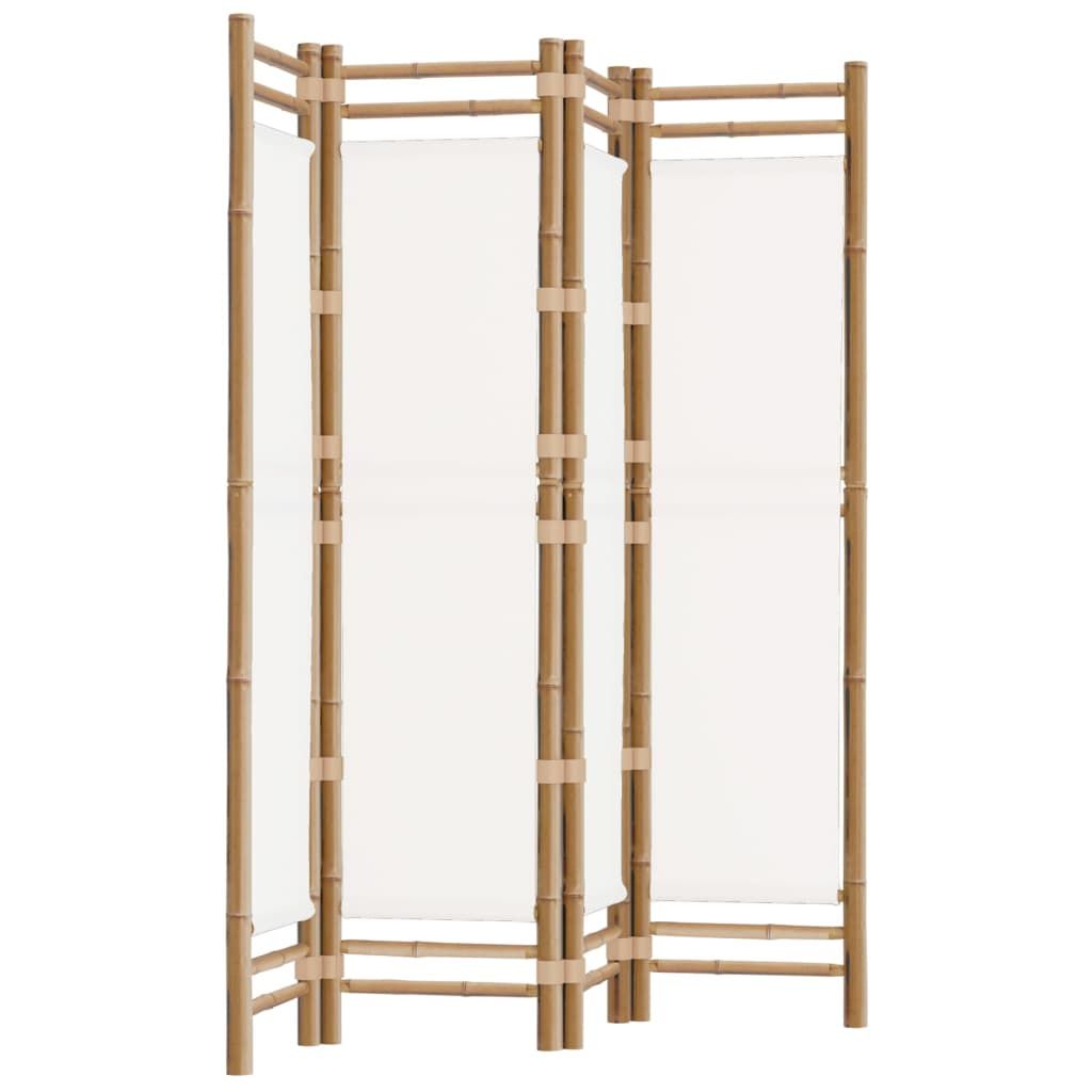 vidaXL Składany parawan 4-panelowy, 160 cm, bambus i płótno