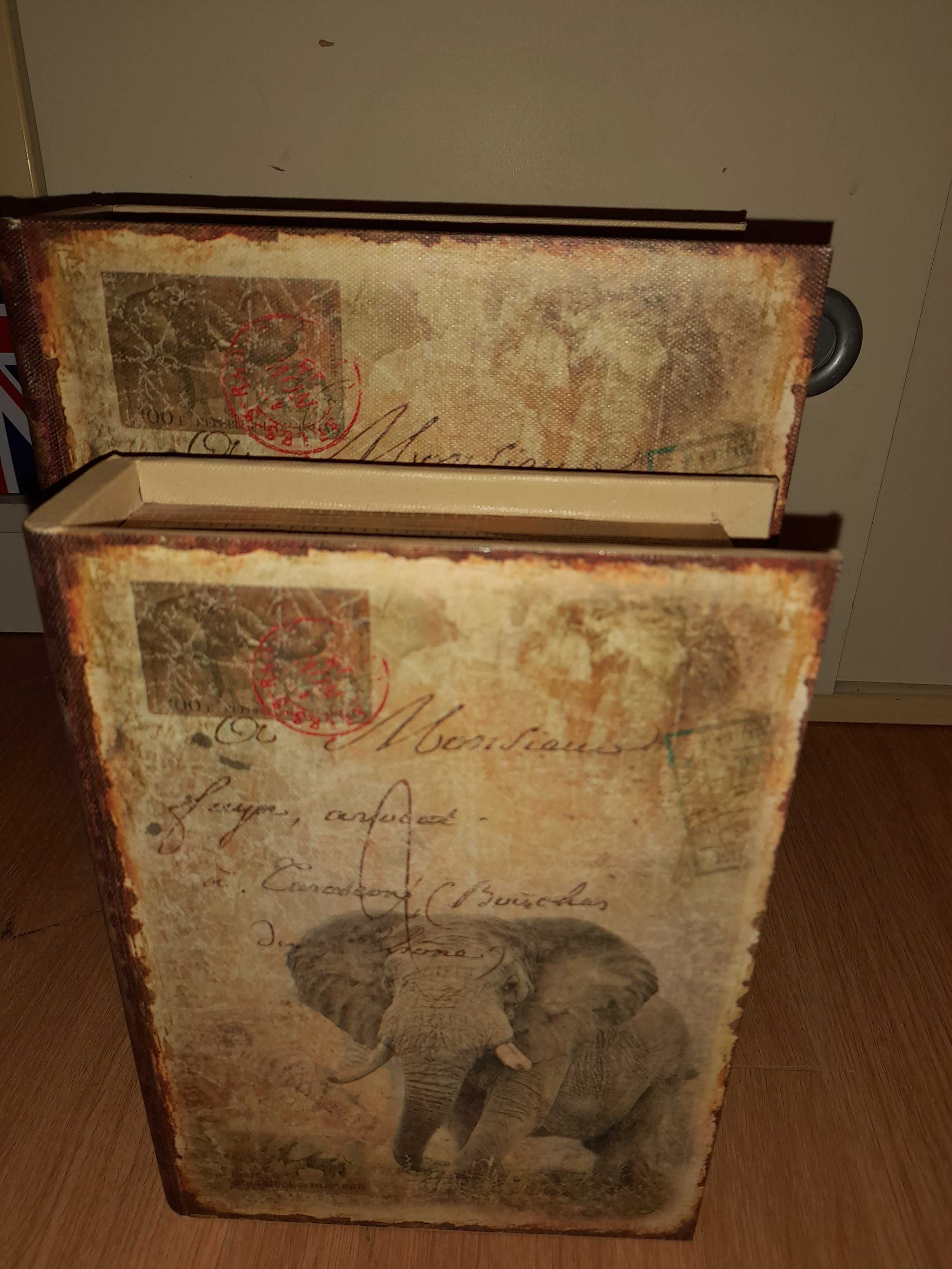 Caixa Livro madeira Elefante. Arrumação e decoração. 2 tamanhos