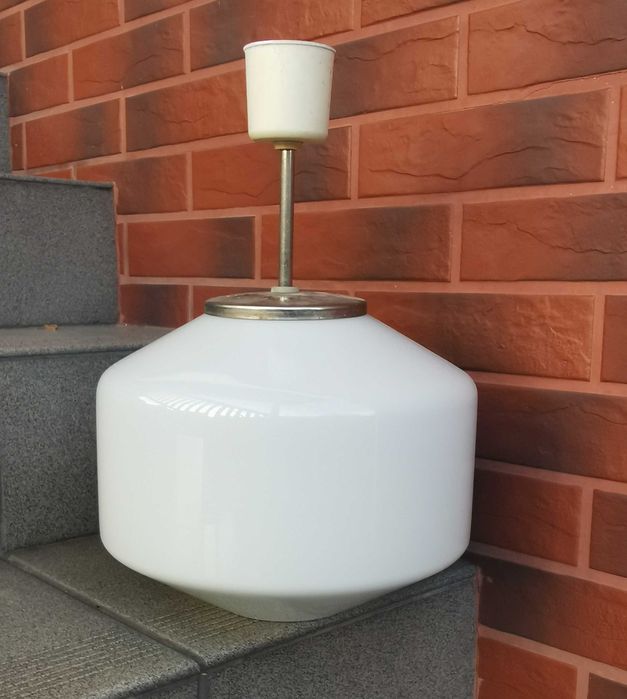 Lampa Biała Wisząca Zaos PRL