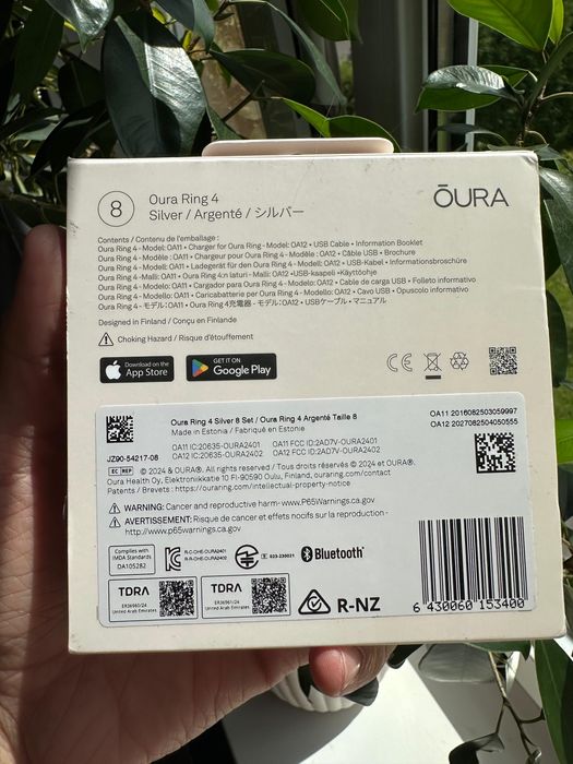 Inteligentny Pierścień Oura Ring 4 rozmiar 8 srebrny TOMI-TECH