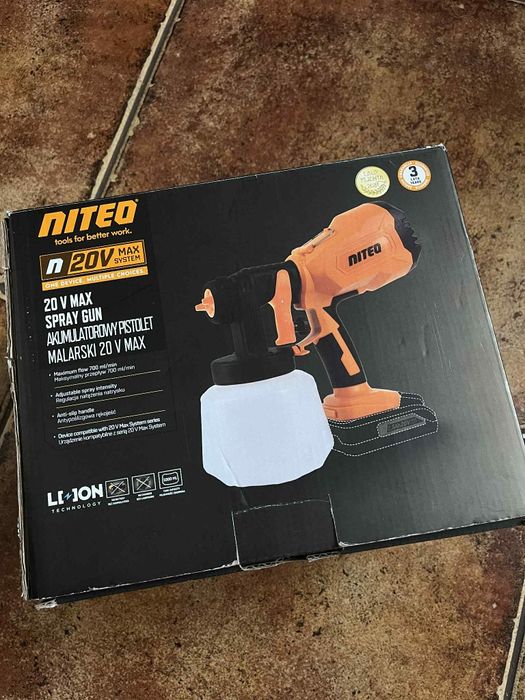 Nowy akumulatorowy pistolet malarski Niteo 20 V