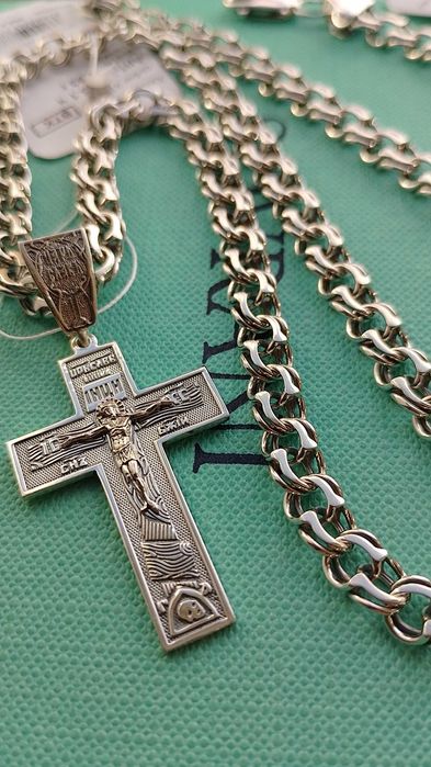 Бісмарк козацький 7 мм шир 50 55 60 см срібний ланцюг цепочка по 135