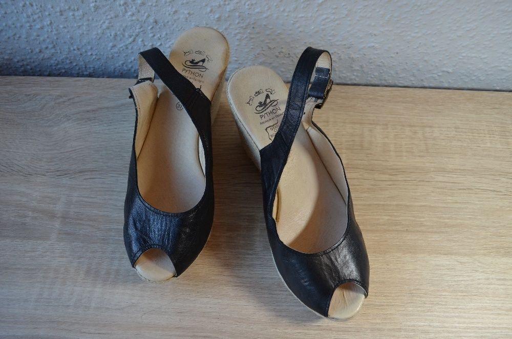 PYTHON sandały koturn skórzane 37