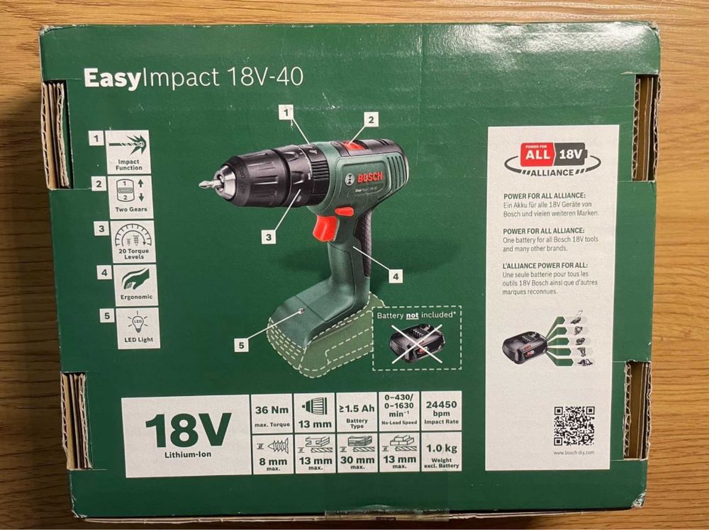 Wiertarko-wkrętarka akumulatorowa EasyDrill 18V-40 BOSCH nowa
