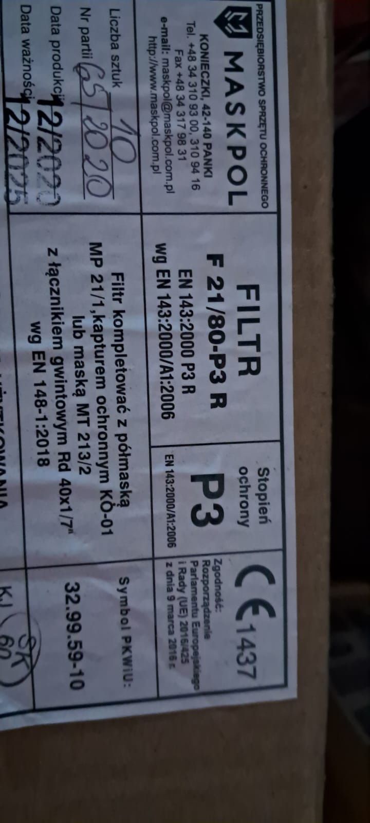Maska pełnotwarzowa Honeywell z filtrami Maskpol F21 /80 P3