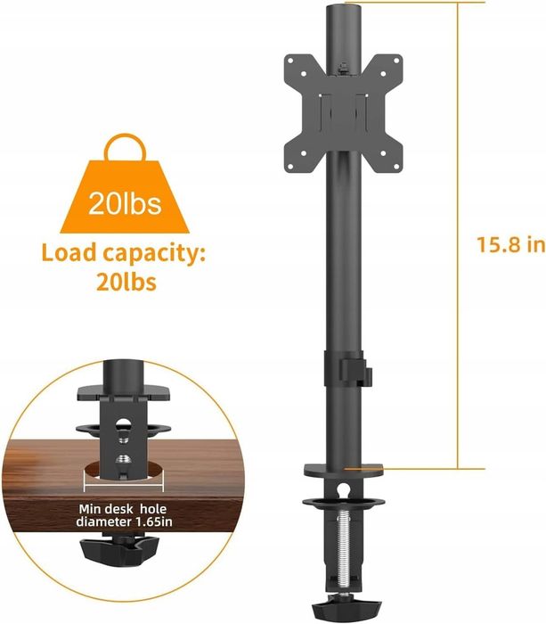 Biurkowy Obrotowy Regulowany Uchwyt Na Monitor Uniwersalny 13-32"