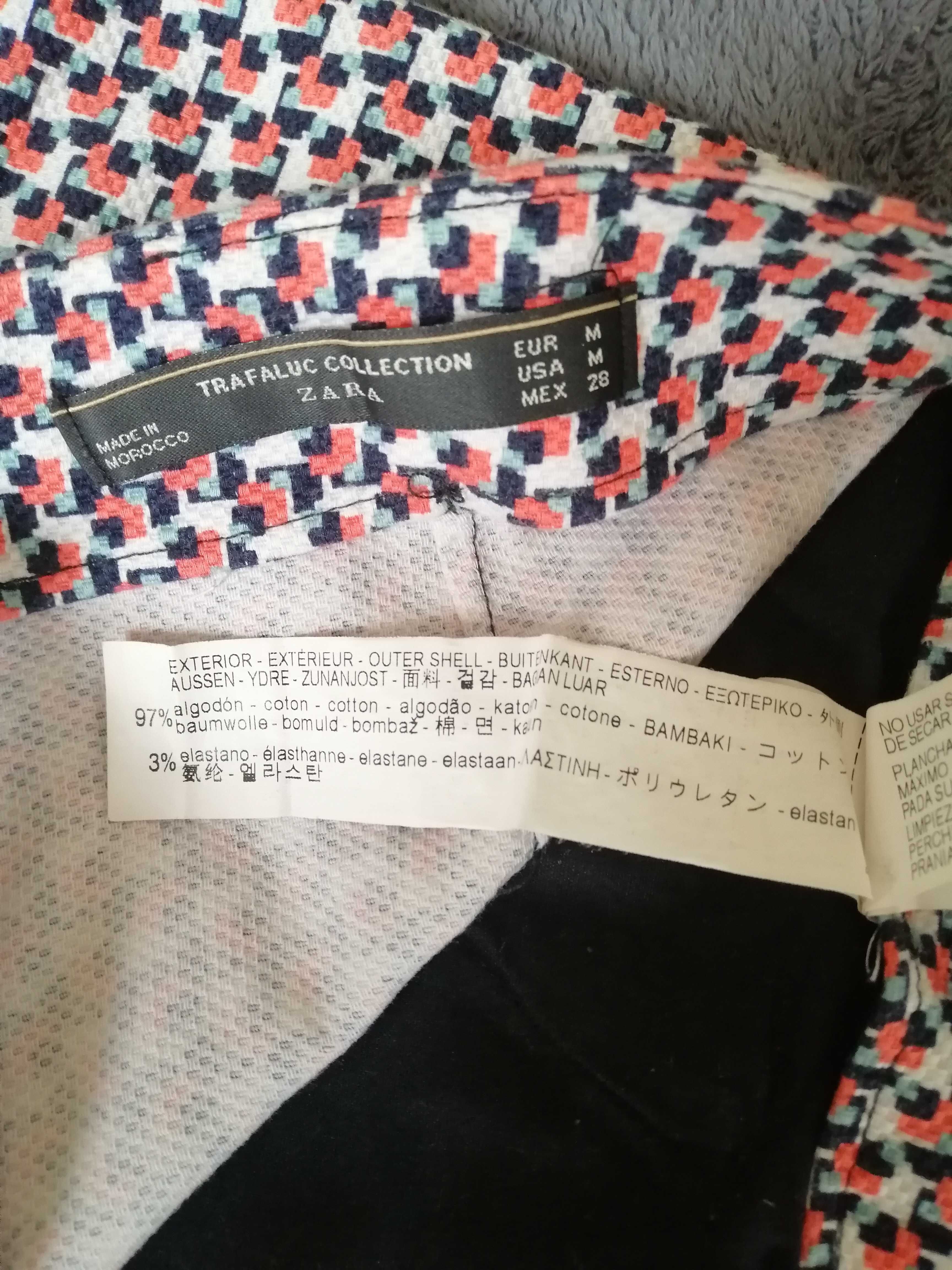 spodnie krótkie, szorty, Zara, r. M, piękny wzór, bawełna 97%