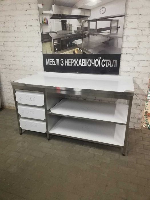 Столи з нержавіючої сталі, полиці, мийки, стелажі, тумби, шафи