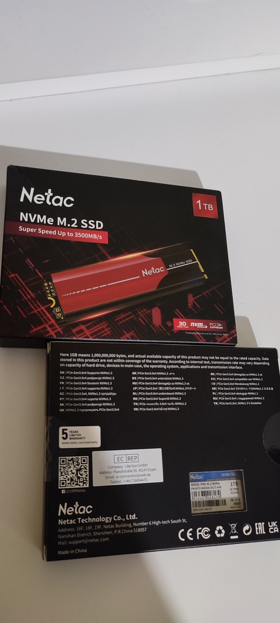 ССД диск SSD Netac NVMe PCIe M.2 3500 Mb/s N950E-PRO - 1 Tб НОВЫЙ!
