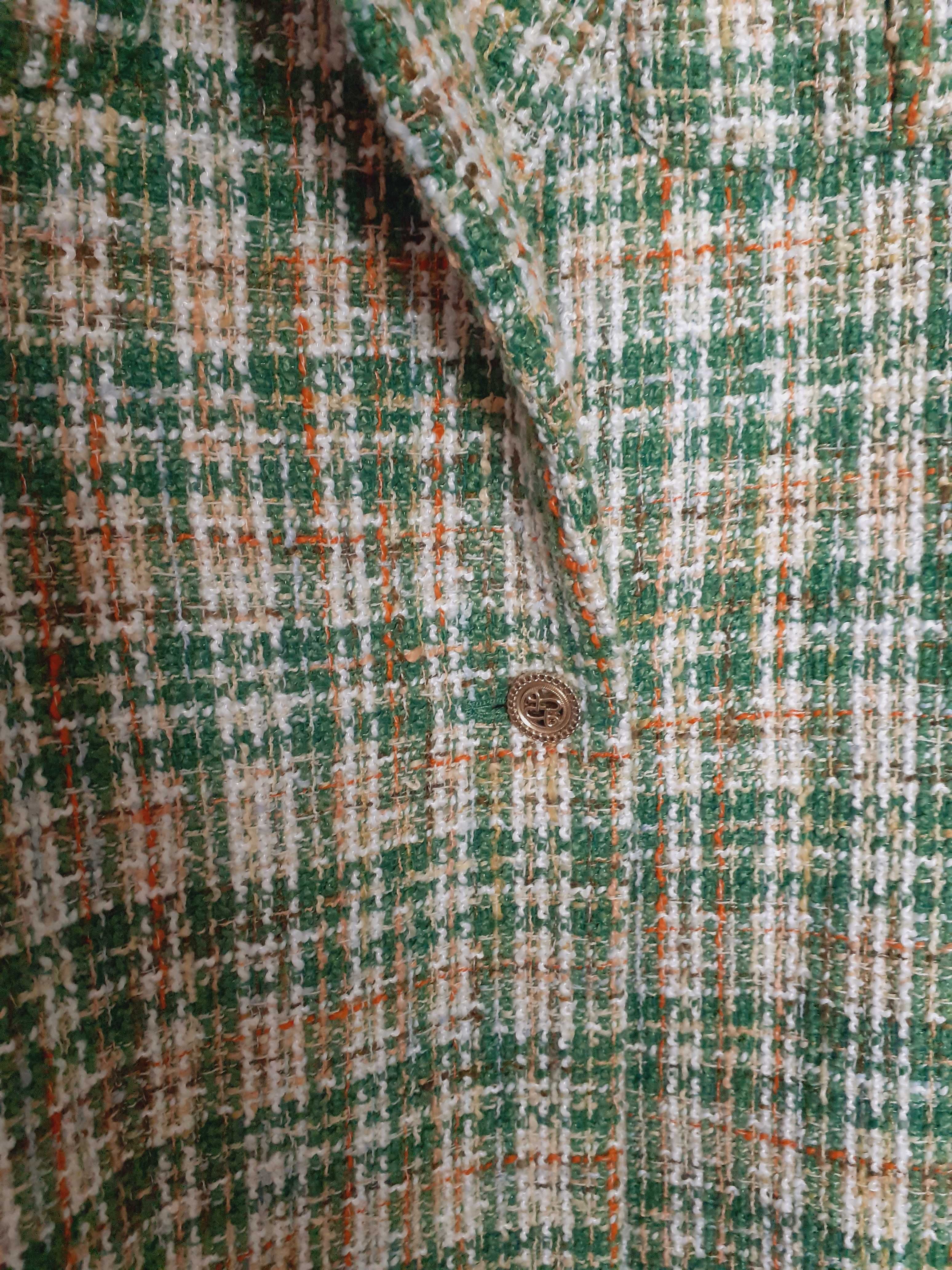 Płaszcz zielony pomarańczowy kremowy 42 Reserved z wełną