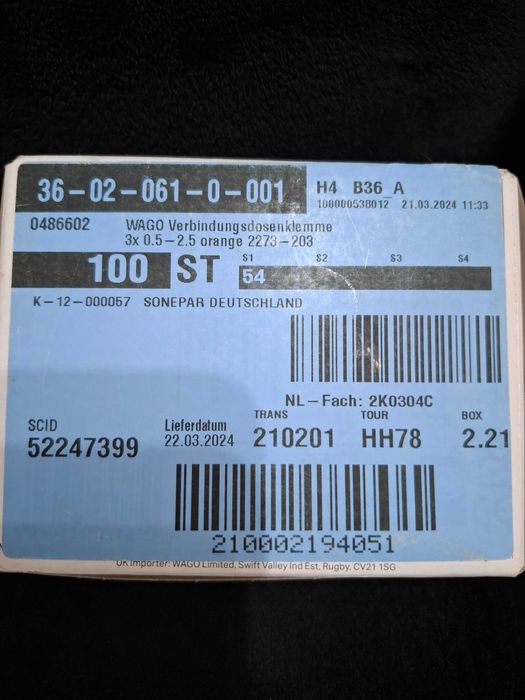 NOWE złączki Wago 2273.203 złączka zaciskowa instalacyjna 100 sztuk