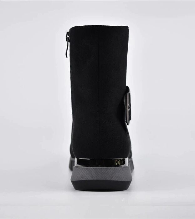 Wysokogatunkowe Buty Botki Damskie Rozm. 37 Klamra Zamsz Skóra Natural