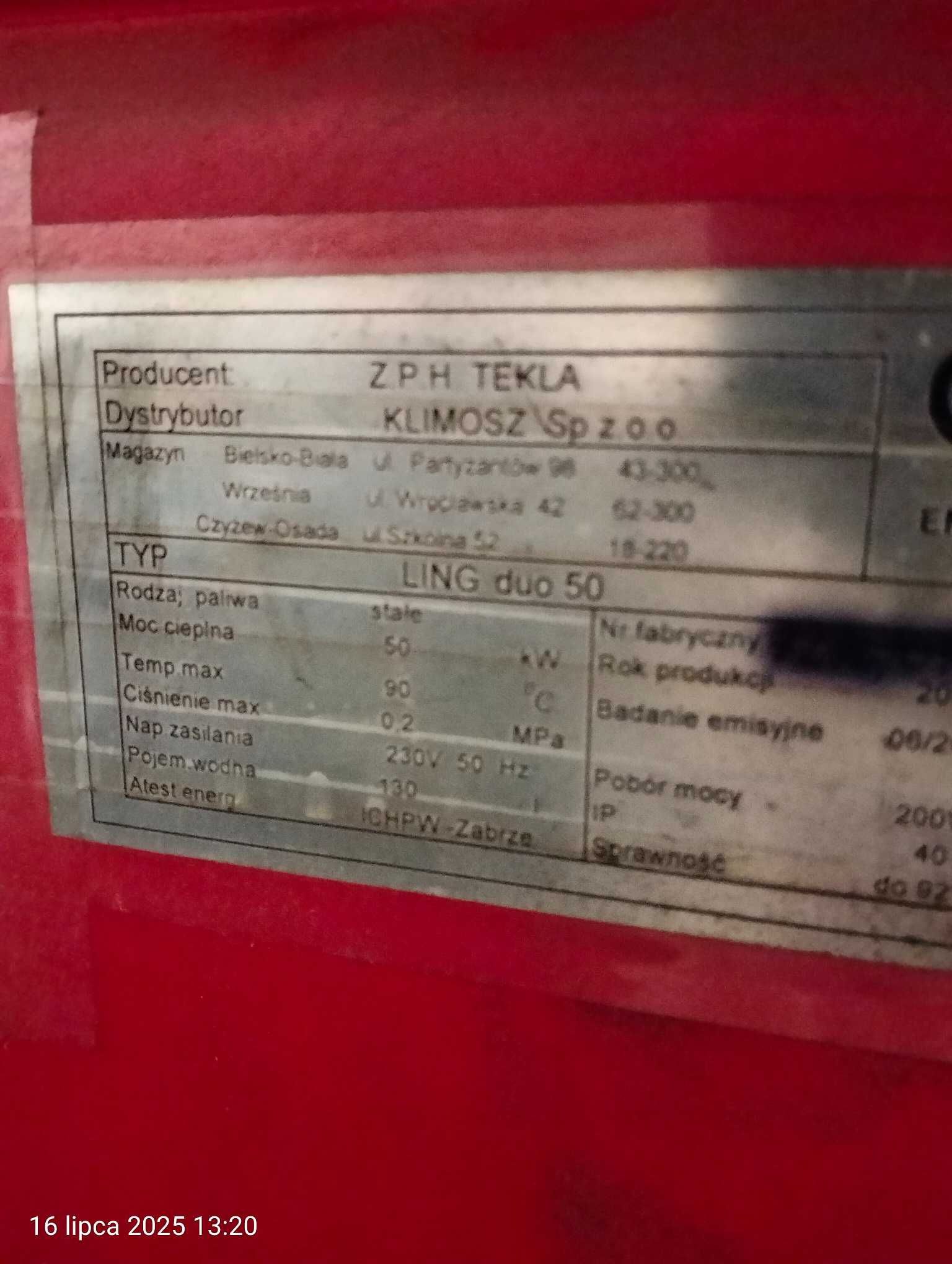 Kocioł piec KLIMOSZ LING DUO 50 KW