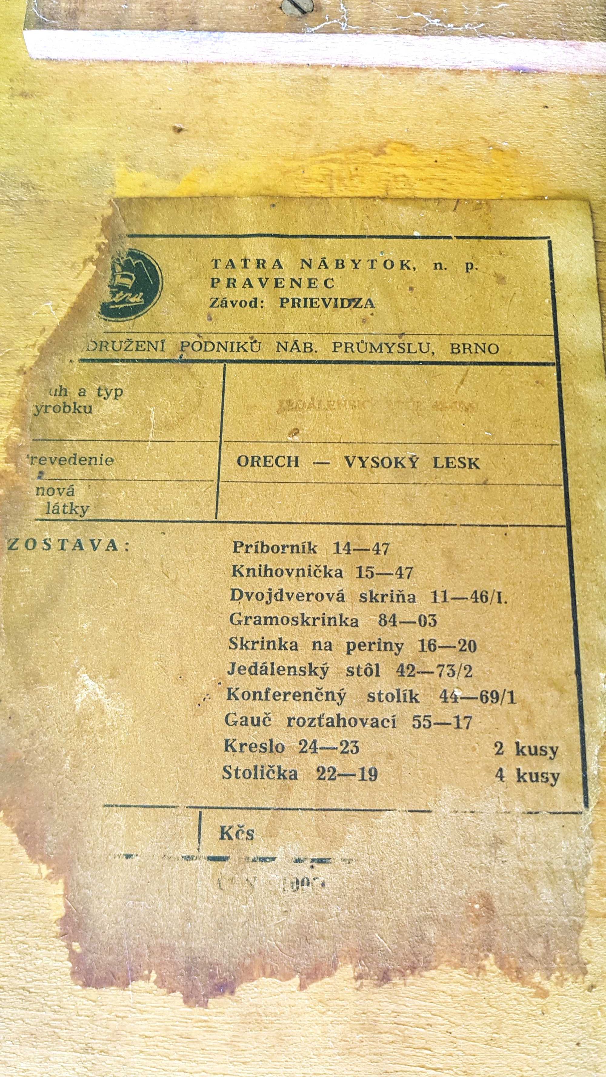 Stół + 4 krzesła Tatra Nabytok Vintage, Loft