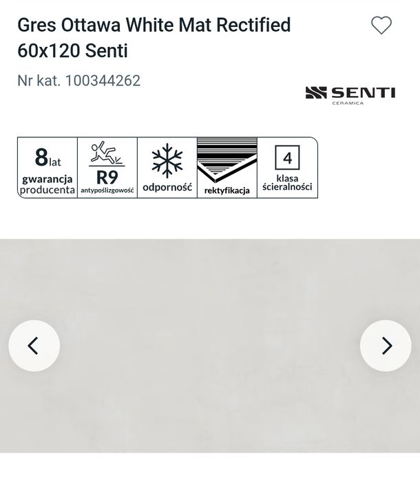 Płytki gres ottawa white mat rectified 60x120 senti