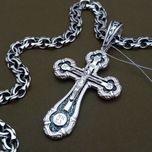 Серебряный крестик и цепочка бисмарк Комплект цепь и крест