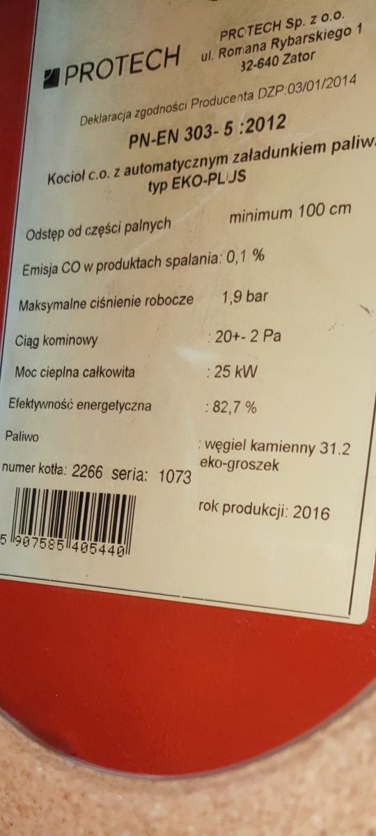 Kocioł Protech EKO PLUS 25kw z podajn.