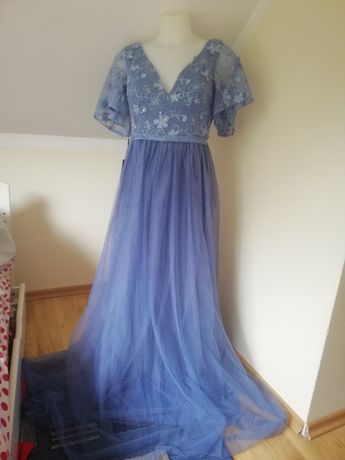 Nowa suknia balowa sukienka na wesele tiulowa długa maxi 36 S