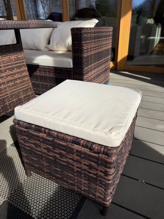 Narożnik Ogrodowy MARBELLA PREMIUM Zestaw mebli ogrodowych Brązowy